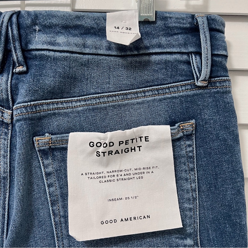 NWT Good American Good Petite Straight Jeans in Indigo 254 Size 14P - Picture 11 of 12